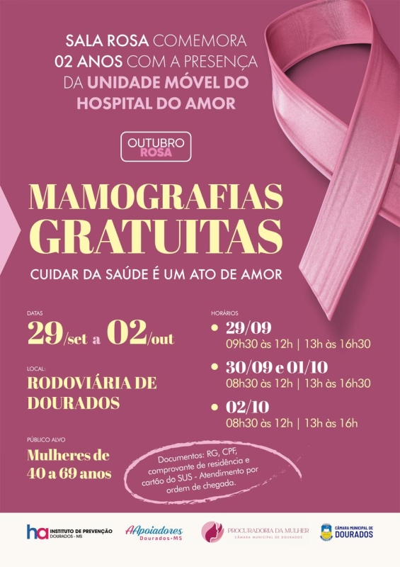 Sala Rosa celebra 2 anos com mamografias gratuitas em parceria com o Hospital de Amor