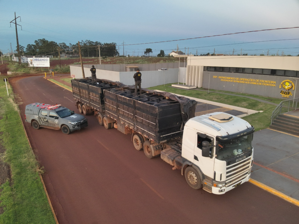 DOF apreende mais de 200 pneus de caminhão que seriam entregues em Mato Grosso
