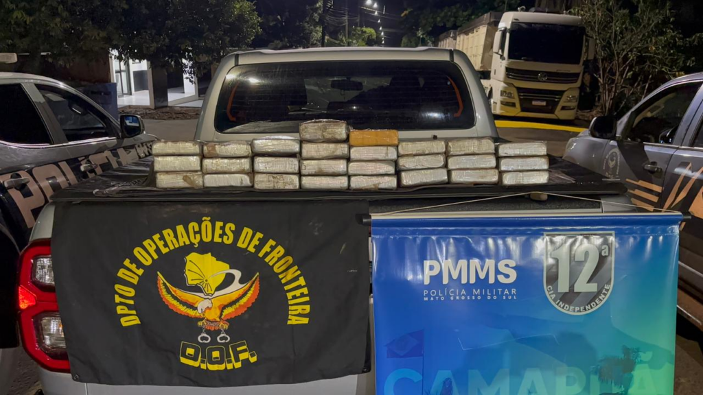 DOF e PM de Camapuã apreendem quase 30 quilos de cocaína que seguiam para Goiás